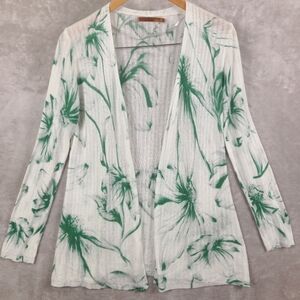 Belldini Linen blend Open Front Floral Cardigan Women's Size M Lightweight
